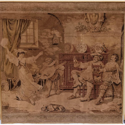 GRAN TAPIZ ANTIGUO BAILARINA Y MUSICO