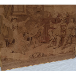 GRAN TAPIZ ANTIGUO BAILARINA Y MUSICO
