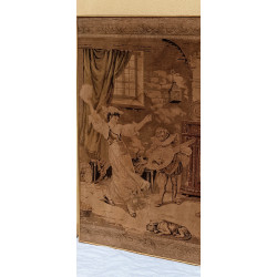 GRAN TAPIZ ANTIGUO BAILARINA Y MUSICO