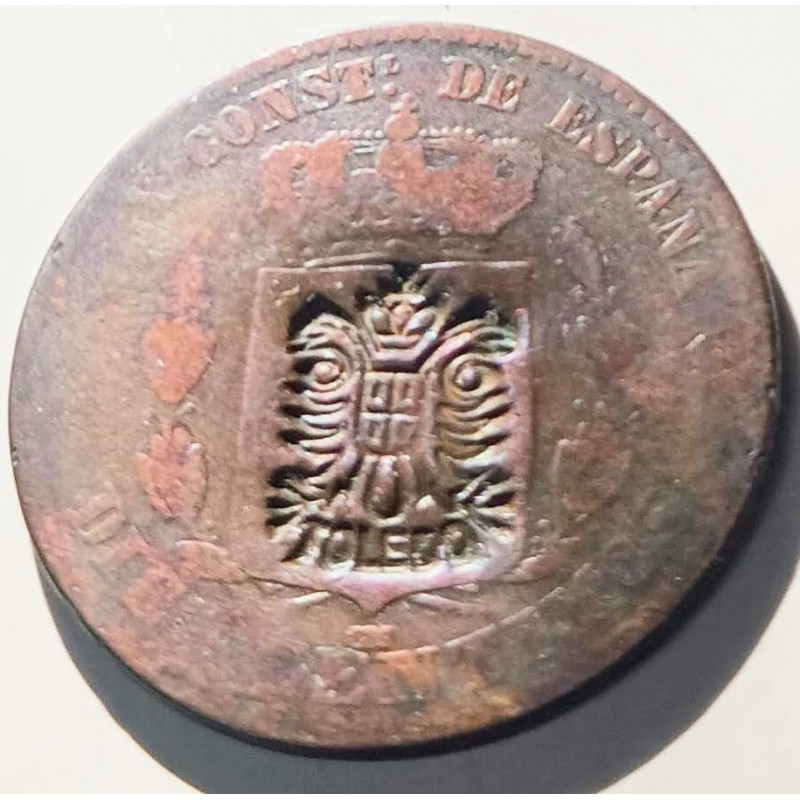 MONEDA  ALFONSO XII. RESELLADA ESCUDO TOLEDO