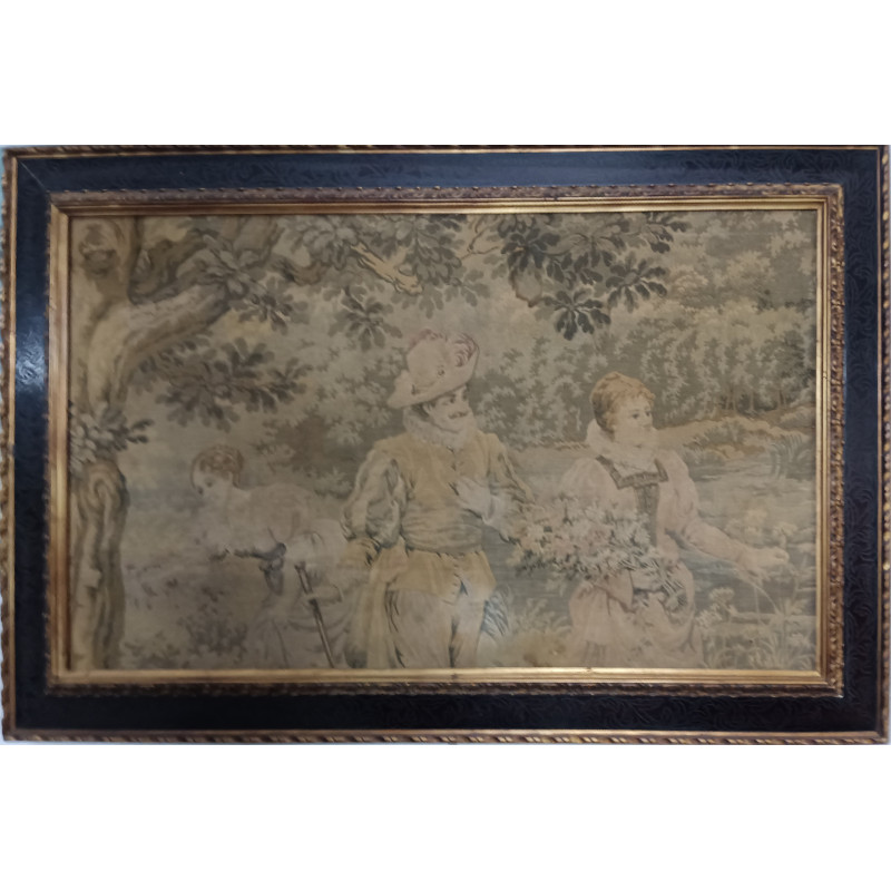 TAPIZ ANTIGUO GRAN TAMAÑO. MARCO DE ARTE