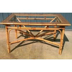 MESA DE BAMBÚ Y CRISTAL