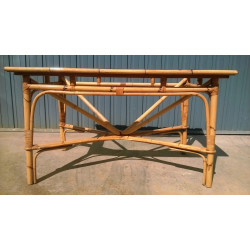 MESA DE BAMBÚ Y CRISTAL