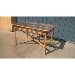MESA DE BAMBÚ Y CRISTAL