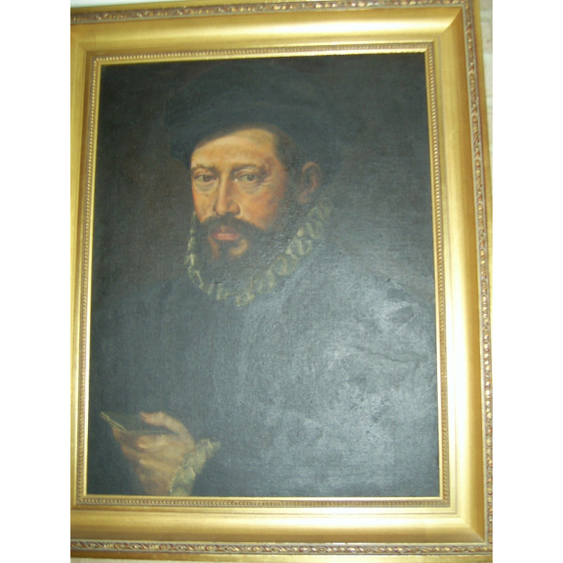 OLEO CABALLERO CON GORGUERA RETRATO ANTIGUO