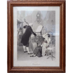 CACOPHONIE. CUADRO ESCENA MUSICO CON VIOLONCHELO Y DAMA