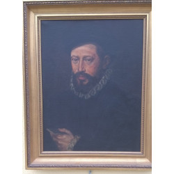 OLEO CABALLERO CON GORGUERA RETRATO ANTIGUO