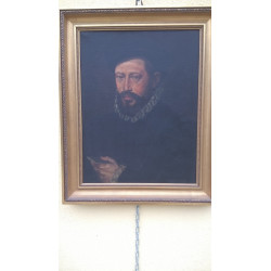 OLEO CABALLERO CON GORGUERA RETRATO ANTIGUO