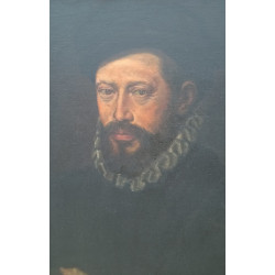 OLEO CABALLERO CON GORGUERA RETRATO ANTIGUO