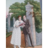 FOTO-POSTAL  PAREJA CON RAMO DE FLORES