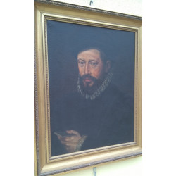 OLEO CABALLERO CON GORGUERA RETRATO ANTIGUO