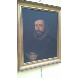 OLEO CABALLERO CON GORGUERA RETRATO ANTIGUO
