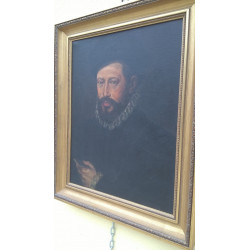 OLEO CABALLERO CON GORGUERA RETRATO ANTIGUO