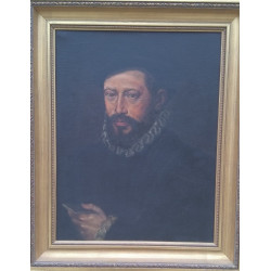 OLEO CABALLERO CON GORGUERA RETRATO ANTIGUO