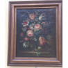 ÓLEO ANTIGUO  FONDO CON FLORES