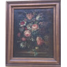 ÓLEO ANTIGUO  FONDO CON FLORES