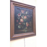 ÓLEO ANTIGUO  FONDO CON FLORES