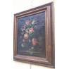 ÓLEO ANTIGUO  FONDO CON FLORES