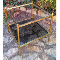MESA DE LATÓN DORADO Y CRISTAL
