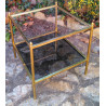 MESA DE LATÓN DORADO Y CRISTAL