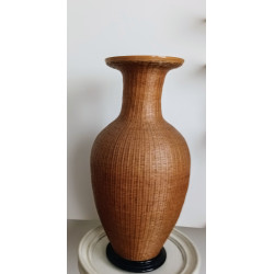 JARRÓN ANTIGUO DE FIBRA NATURAL BAMBÚ