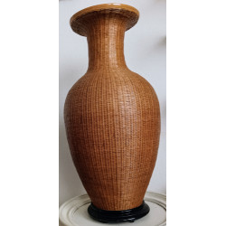 JARRÓN ANTIGUO DE FIBRA NATURAL BAMBÚ