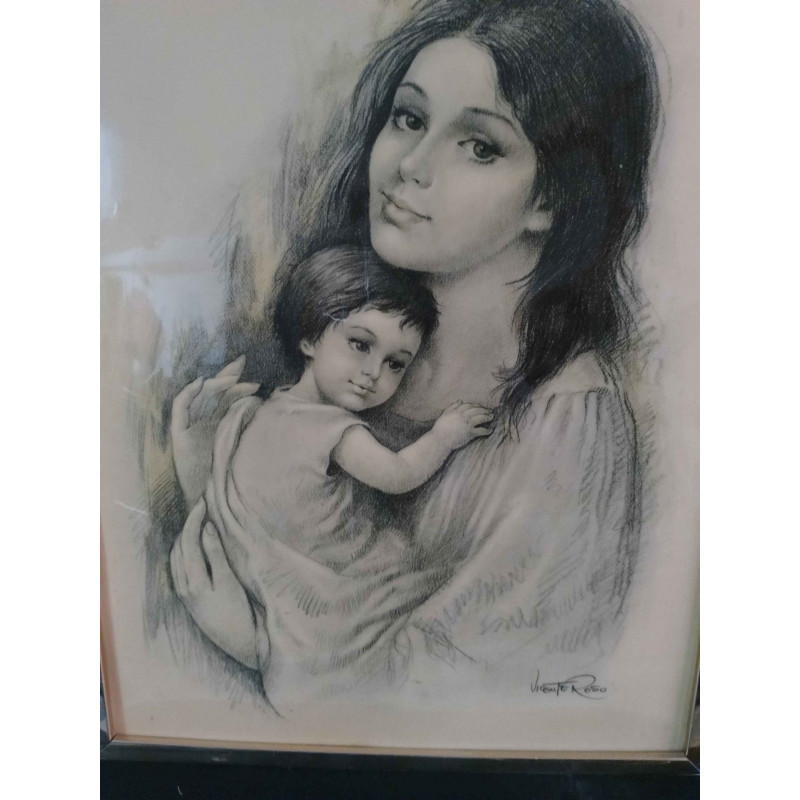 CUADRO DE SEÑORA Y NIÑO.  VICENTE ROSO