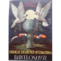 LÁMINA POSTER DEL CONGRESO EUCARÍSTICO BARCELONA 1952