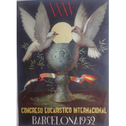 LÁMINA POSTER DEL CONGRESO EUCARÍSTICO BARCELONA 1952