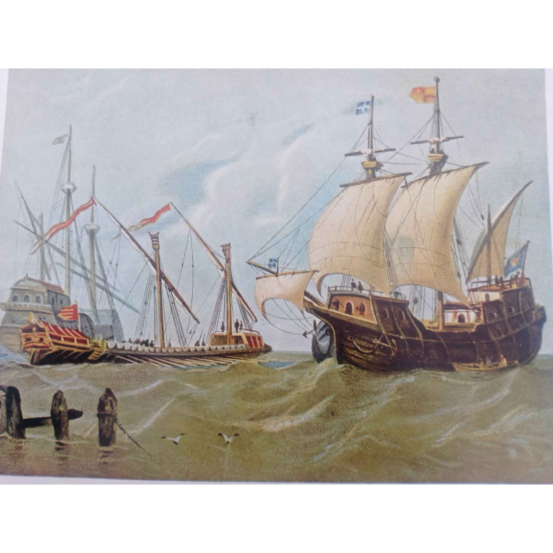 GRAN LÁMINA CARTULINA EMBARCACIONES SIGLOS XIII-XIV-XV