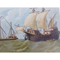 GRAN LÁMINA CARTULINA EMBARCACIONES SIGLOS XIII-XIV-XV