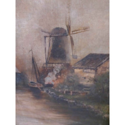 CUADRO OLEO MOLINO PASSE-PARTOUT MARCO MADERA DORADA