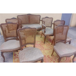 ANTIGUA SILLERÍA LUIS XV.  SOFÁ, 2 SILLONES 4 SILLAS A JUEGO. PARA RESTAURAR EN OFERTA TEMPORAL