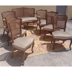 ANTIGUA SILLERÍA LUIS XV.  SOFÁ, 2 SILLONES 4 SILLAS A JUEGO. PARA RESTAURAR EN OFERTA TEMPORAL