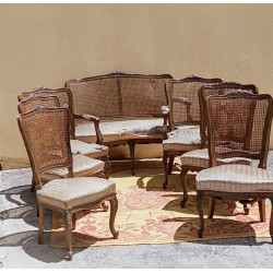 ANTIGUA SILLERÍA LUIS XV.  SOFÁ, 2 SILLONES 4 SILLAS A JUEGO. PARA RESTAURAR EN OFERTA TEMPORAL