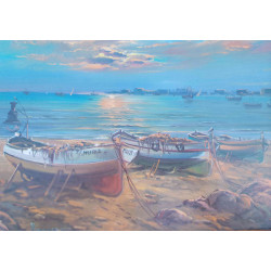PAREJA DE CUADROS MARÍTIMOS. MARCOS DE MADERA