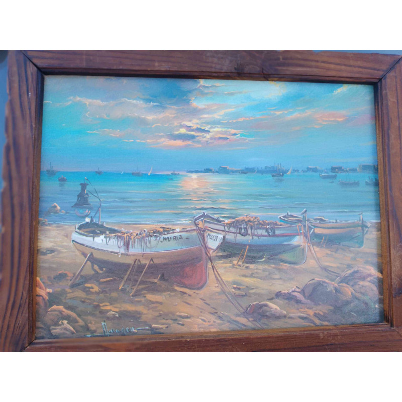 PAREJA DE CUADROS MARÍTIMOS. MARCOS DE MADERA