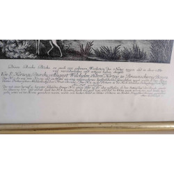 CUADRO CON LITOGRAFÍA DE ESCENA DE CIERVOS. ALEMÁN