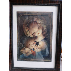 PAREJA DE CUADROS DEL AUTOR FERRANDIZ. AÑOS 50. VIRGEN DE LAS PERLAS Y VIRGEN DE LA FLOR