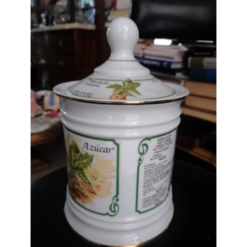 TARRO DE PORCELANA CON DIBUJOS  DIVERSOS EN EL EXTERIOR