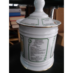 TARRO DE PORCELANA CON DIBUJOS  DIVERSOS EN EL EXTERIOR