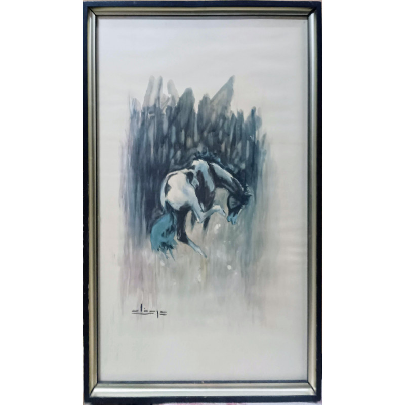 PAREJA DE CABALLOS EN MOVIMIENTO. CARLOS ALIAGA