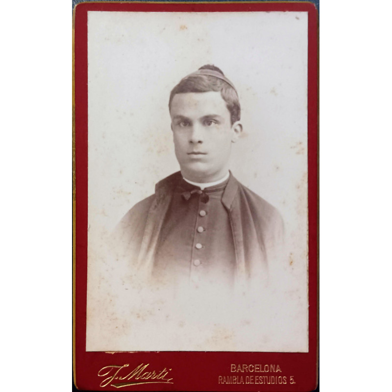FOTOGRAFÍA S. XIX. ECLESIÁSTICO. BARCELONA. RAMBLA DE ESTUDIOS 5.