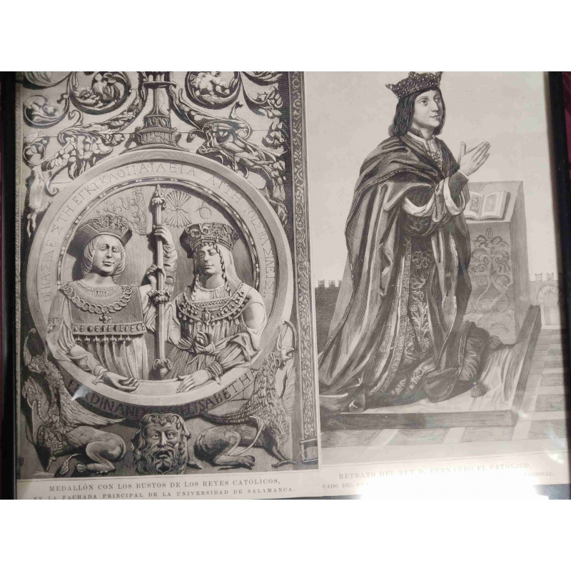 PAREJA DE CUADROS CON MOTIVOS DIFERENTES. ALEMAN CLASICO Y REYES CATÓLICOS
