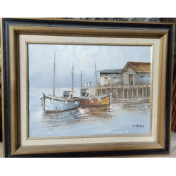 PINTURA AL ÓLEO WILLIAM JONES (1883-1947) . BARCOS . MARINA