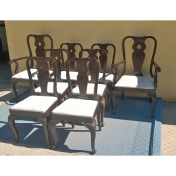SILLERÍA CHIPPENDALE CAOBA DE CUBA 8 PIEZAS