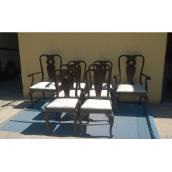 SILLERÍA CHIPPENDALE CAOBA DE CUBA 8 PIEZAS