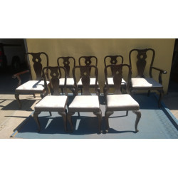SILLERÍA CHIPPENDALE CAOBA DE CUBA 8 PIEZAS