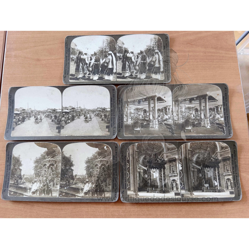 CINCO FOTOGRAFIAS ESTEREOSCÓPICAS 1900